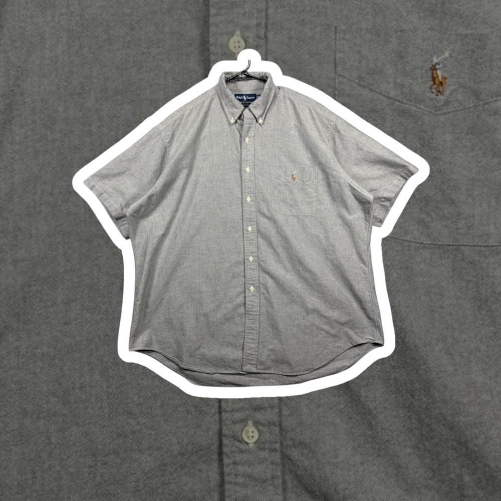 Polo Ralph Lauren Blake Shirt Mens XL Grey S/S Oxford Vintage 90s Cotton